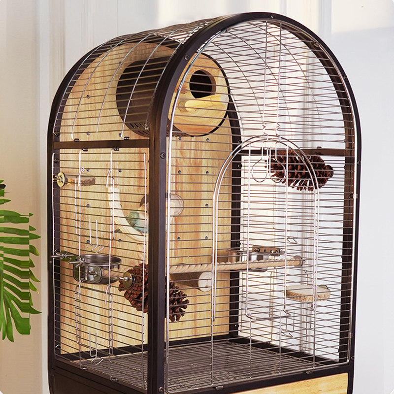 Natuurlijke stalen houten vogelkooi verwijderbare villa papegaai fokkooien Natuurlijke stalen houten vogelkooi verwijderbare villa papegaai fokkooien