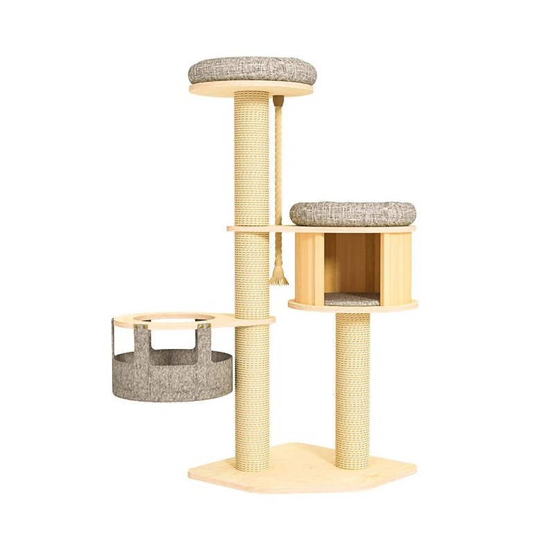 Vloer tot plafond houten condo klimframe kattenboomtoren Vloer tot plafond houten condo klimframe kattenboomtoren