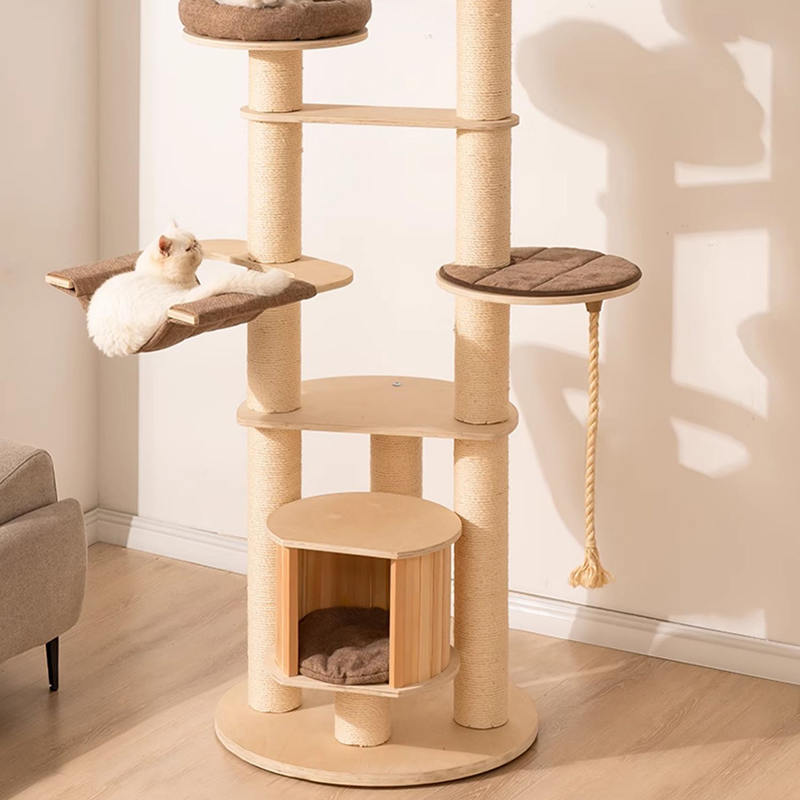 Vloer tot plafond houten condo klimframe kattenboomtoren Vloer tot plafond houten condo klimframe kattenboomtoren