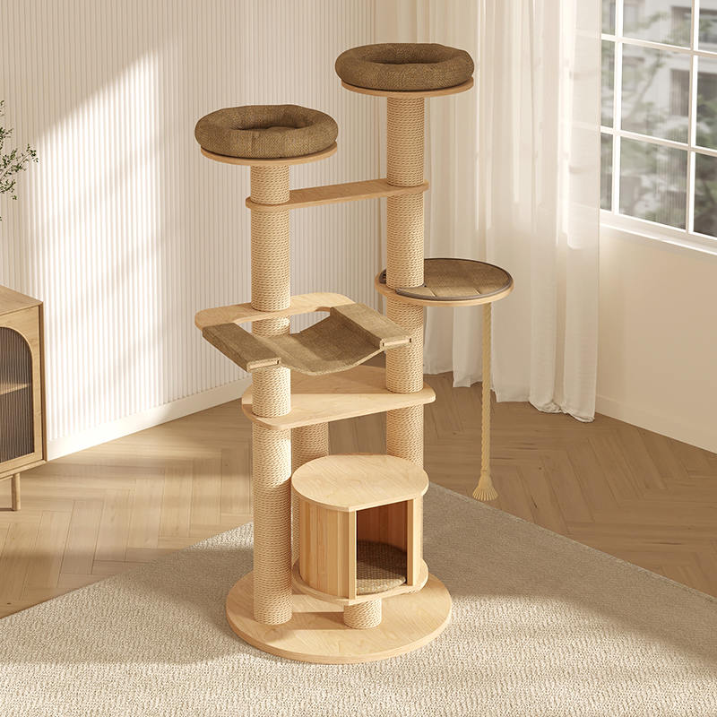 Vloer tot plafond houten condo klimframe kattenboomtoren Vloer tot plafond houten condo klimframe kattenboomtoren