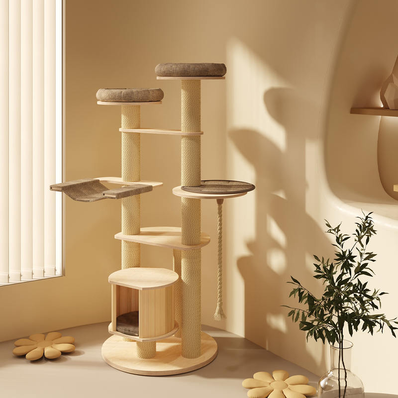 Vloer tot plafond houten condo klimframe kattenboomtoren Vloer tot plafond houten condo klimframe kattenboomtoren