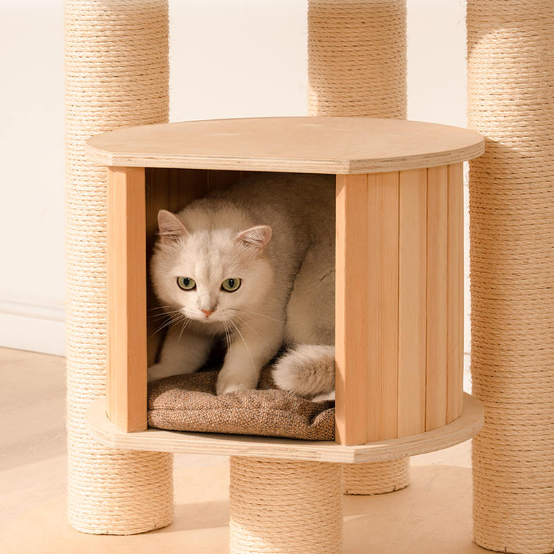 Vloer tot plafond houten condo klimframe kattenboomtoren Vloer tot plafond houten condo klimframe kattenboomtoren