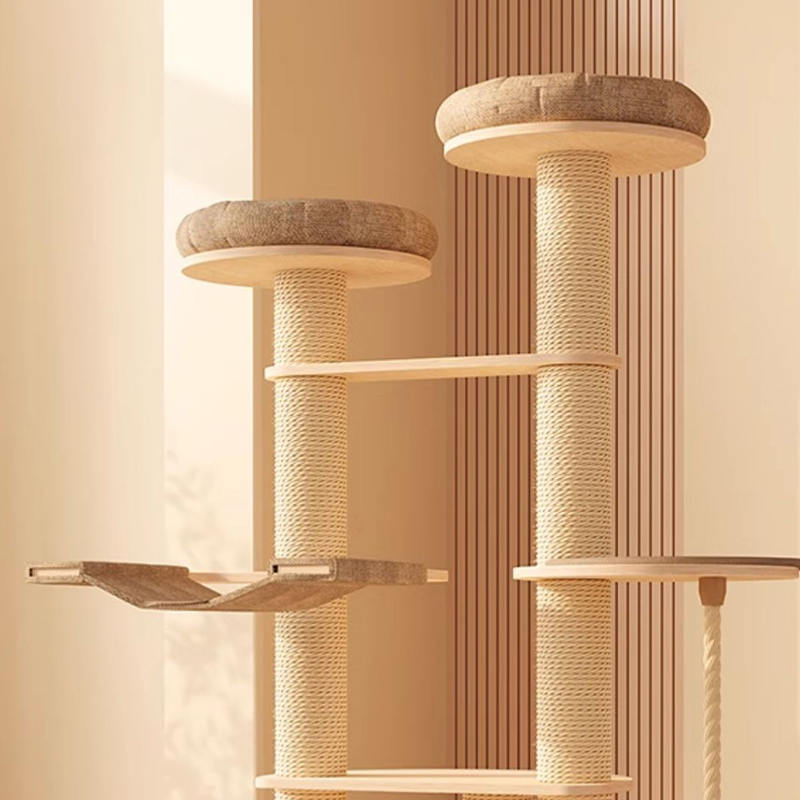 Vloer tot plafond houten condo klimframe kattenboomtoren Vloer tot plafond houten condo klimframe kattenboomtoren