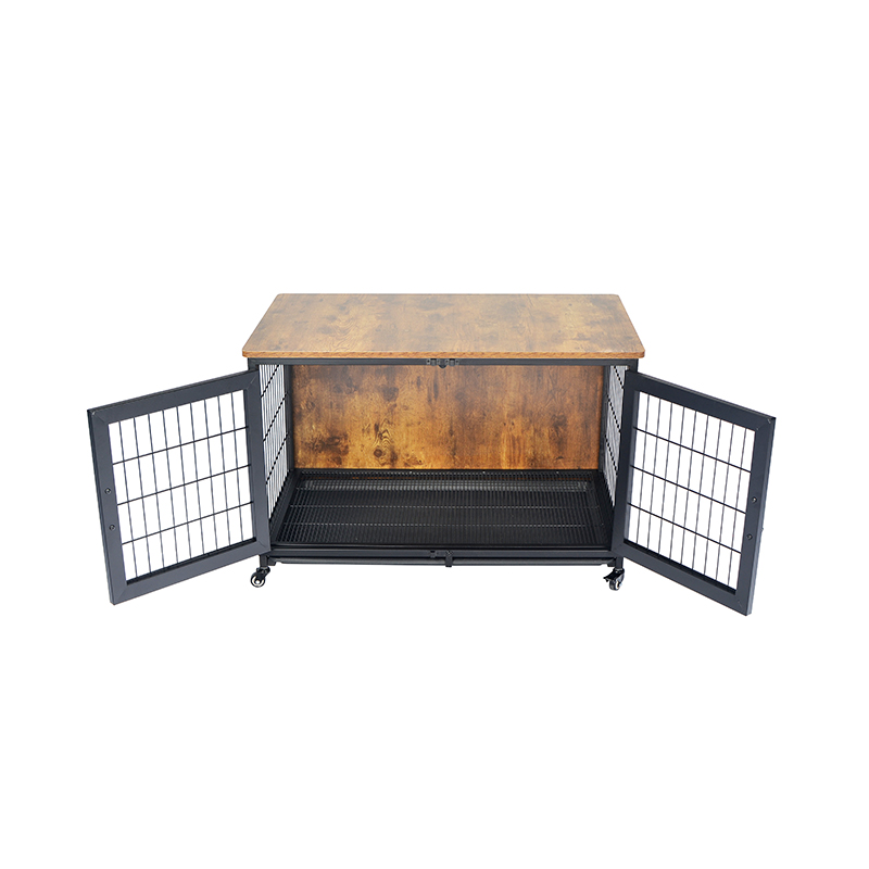 Houten meubelstijl hondenkooi met wielen Houten meubelstijl hondenkooi met wielen