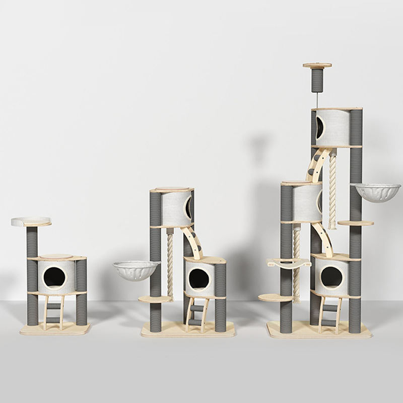 Torenbodem tot plafond binnen vaste houten klimframe kattenboom Torenbodem tot plafond binnen vaste houten klimframe kattenboom