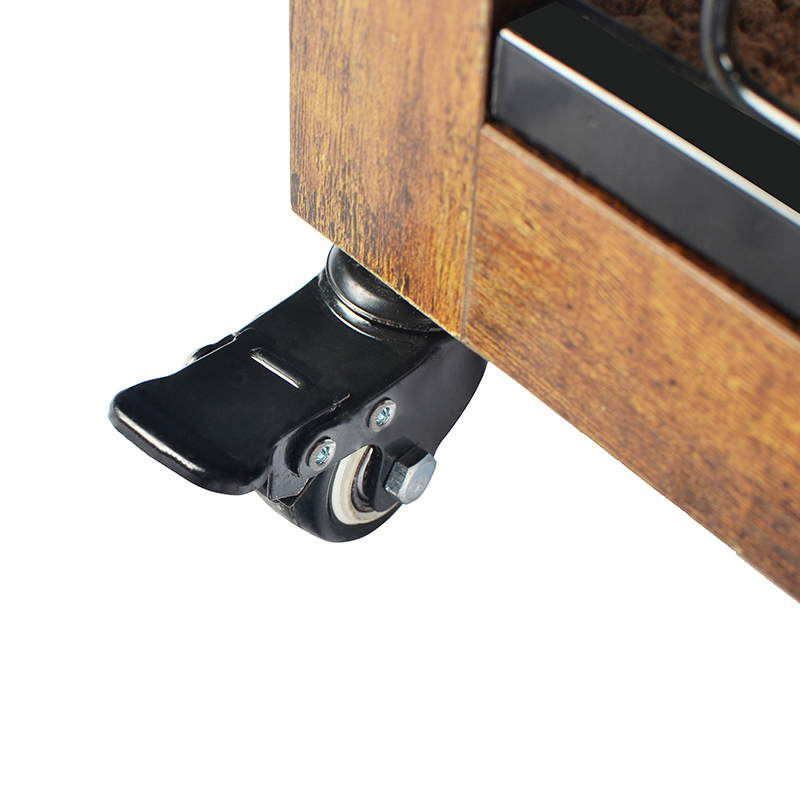 Binnen houten meubelstijl hondenkooi met kussen en wielen Binnen houten meubelstijl hondenkooi met kussen en wielen