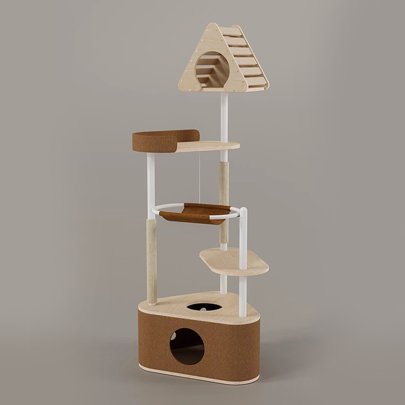 Minimalistische geometrische schattige houten toren indoor condo nestkattenboom Minimalistische geometrische schattige houten toren indoor condo nestkattenboom