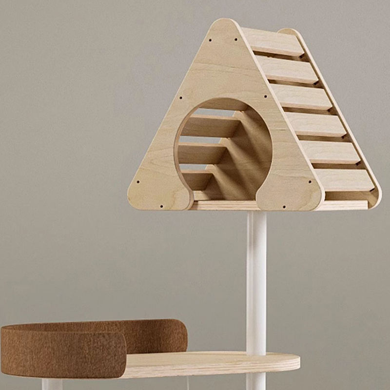 Minimalistische geometrische schattige houten toren indoor condo nestkattenboom Minimalistische geometrische schattige houten toren indoor condo nestkattenboom