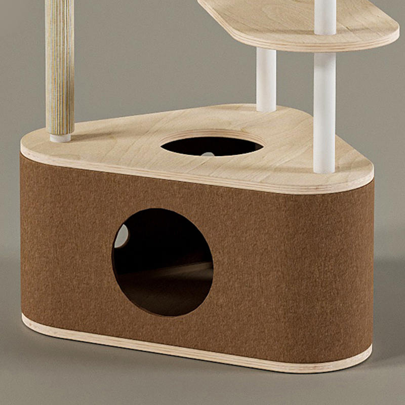 Minimalistische geometrische schattige houten toren indoor condo nestkattenboom Minimalistische geometrische schattige houten toren indoor condo nestkattenboom