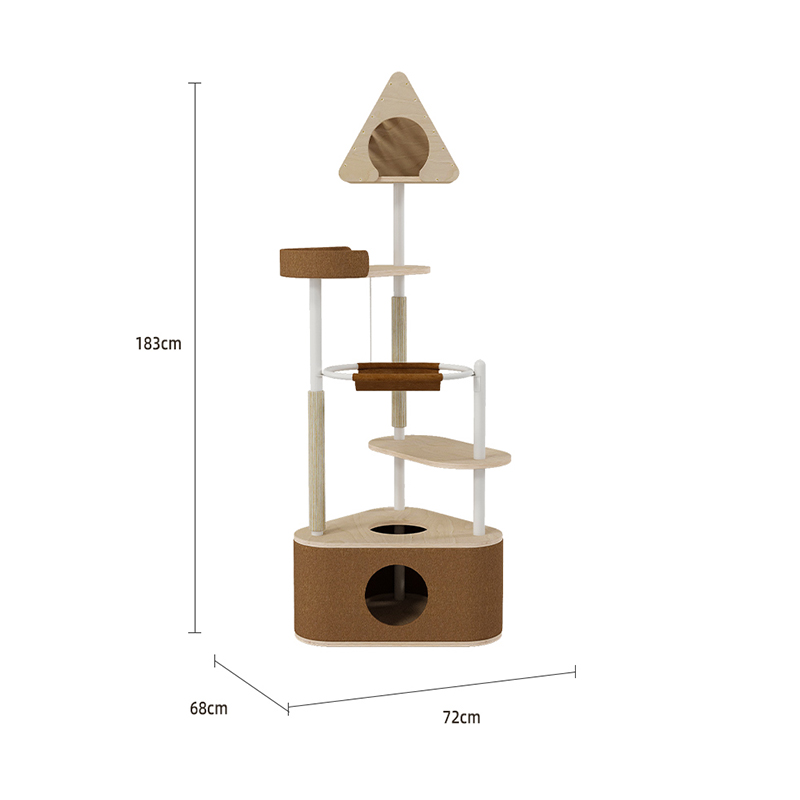 Minimalistische geometrische schattige houten toren indoor condo nestkattenboom Minimalistische geometrische schattige houten toren indoor condo nestkattenboom
