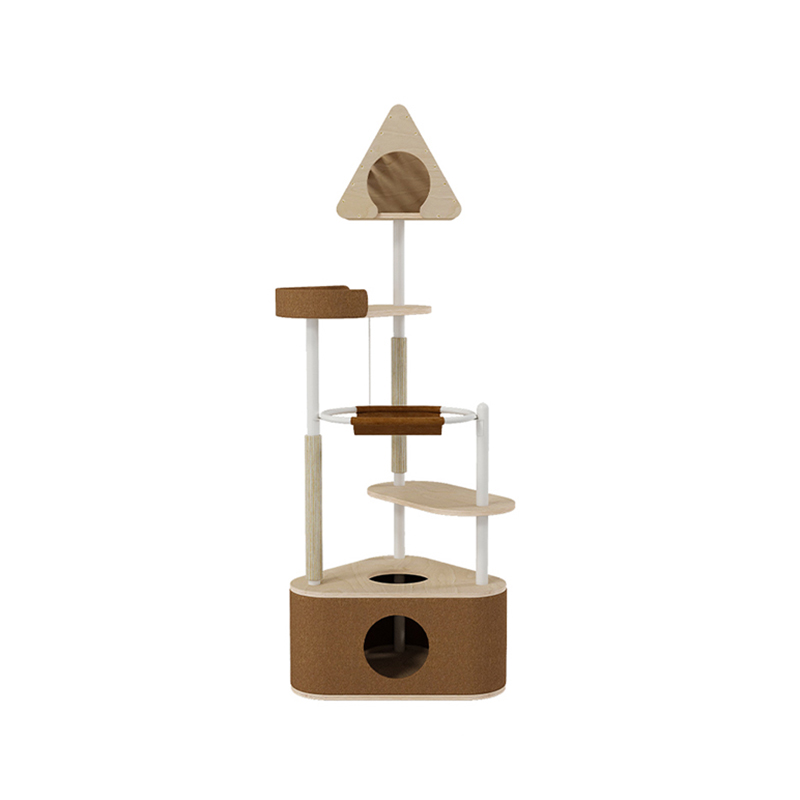 Minimalistische geometrische schattige houten toren indoor condo nestkattenboom