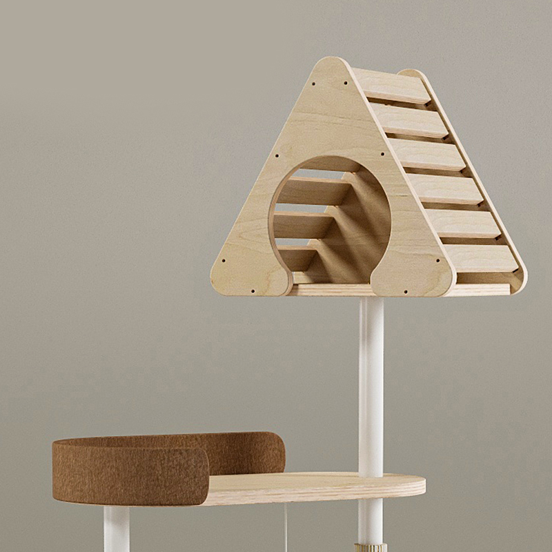 Minimalistische geometrische schattige houten toren indoor condo nestkattenboom Minimalistische geometrische schattige houten toren indoor condo nestkattenboom