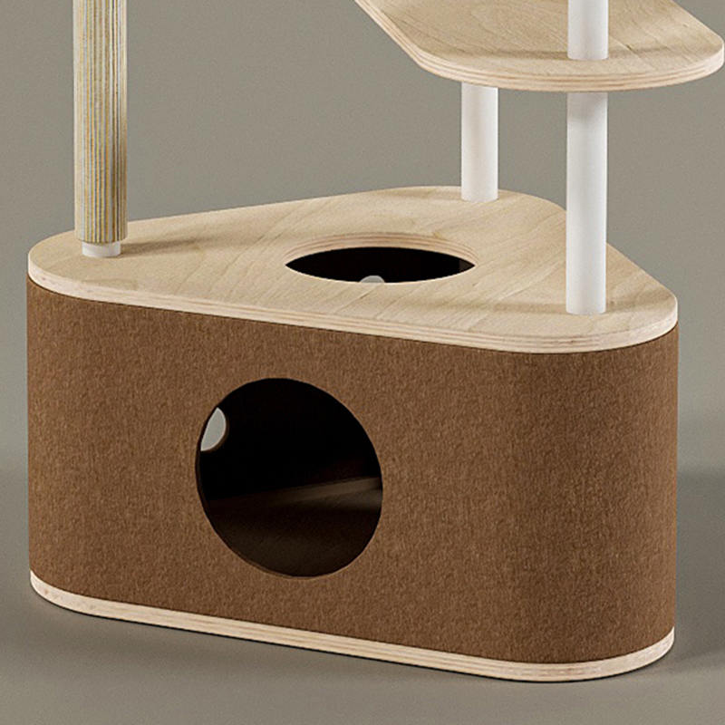 Minimalistische geometrische schattige houten toren indoor condo nestkattenboom Minimalistische geometrische schattige houten toren indoor condo nestkattenboom
