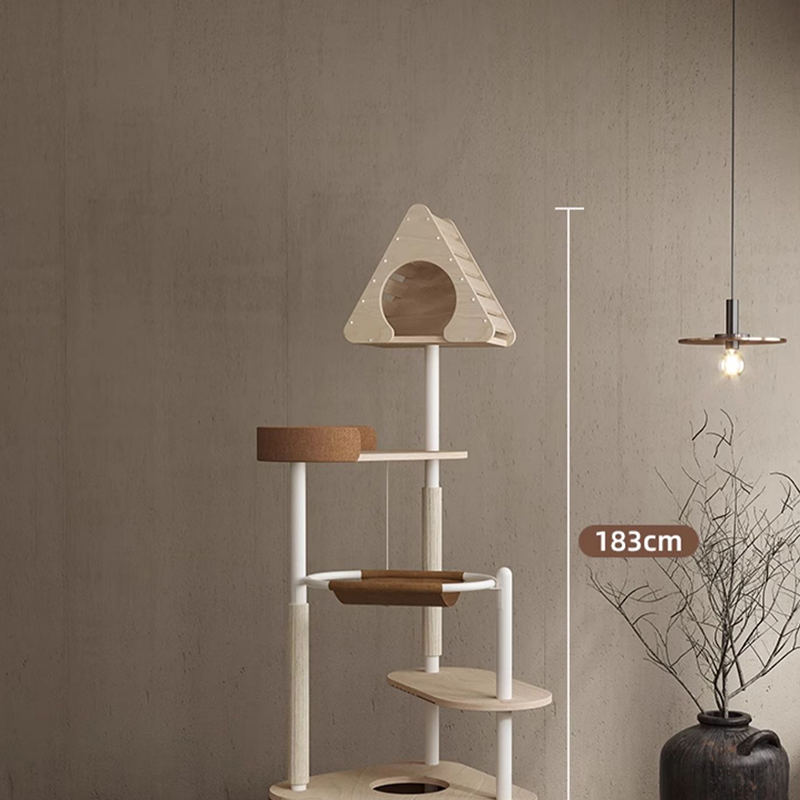 Minimalistische geometrische schattige houten toren indoor condo nestkattenboom Minimalistische geometrische schattige houten toren indoor condo nestkattenboom