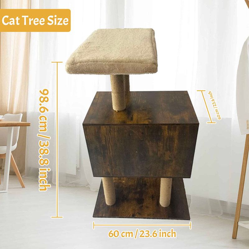 Houten toren kattenhuis sisal krabpalen kattenboom klimframe Houten toren kattenhuis sisal krabpalen kattenboom klimframe