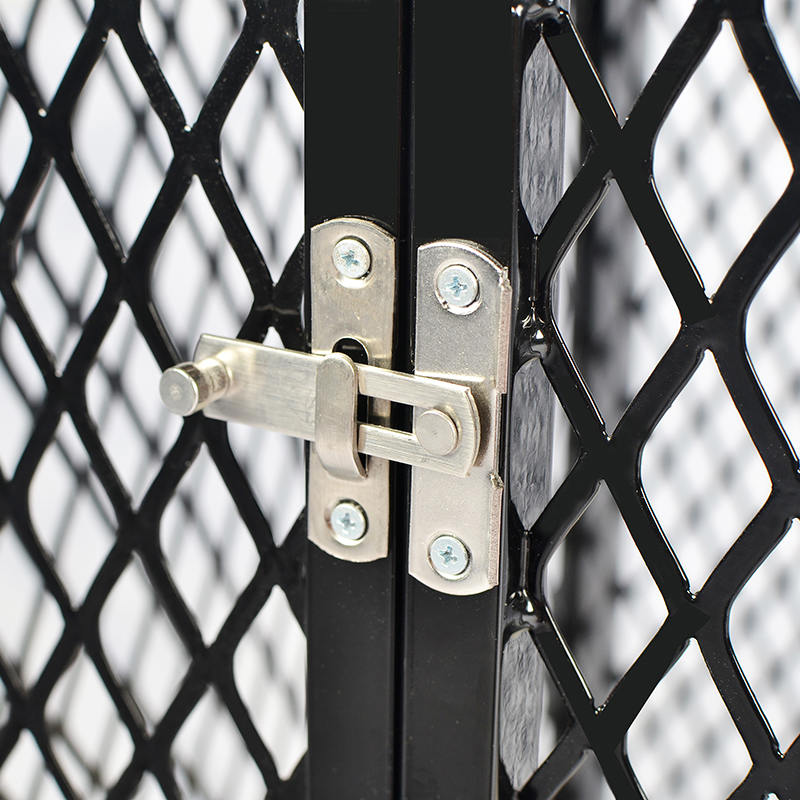 Meubelstijl grote houten hondenkooi met wielen en kussen Meubelstijl grote houten hondenkooi met wielen en kussen