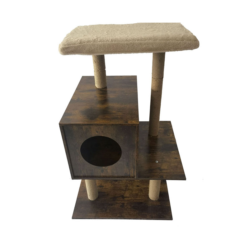 Houten toren kattenhuis sisal krabpalen kattenboom klimframe Houten toren kattenhuis sisal krabpalen kattenboom klimframe
