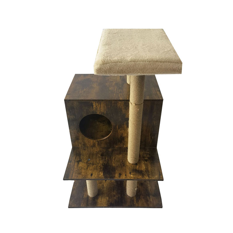 Houten toren kattenhuis sisal krabpalen kattenboom klimframe Houten toren kattenhuis sisal krabpalen kattenboom klimframe