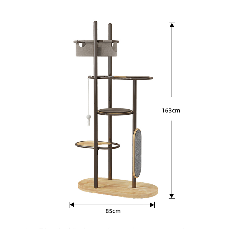 Vloer tot plafond Tall indoor rubberen hout kattenboom toren appartement met slaapmand Vloer tot plafond Tall indoor rubberen hout kattenboom toren appartement met slaapmand