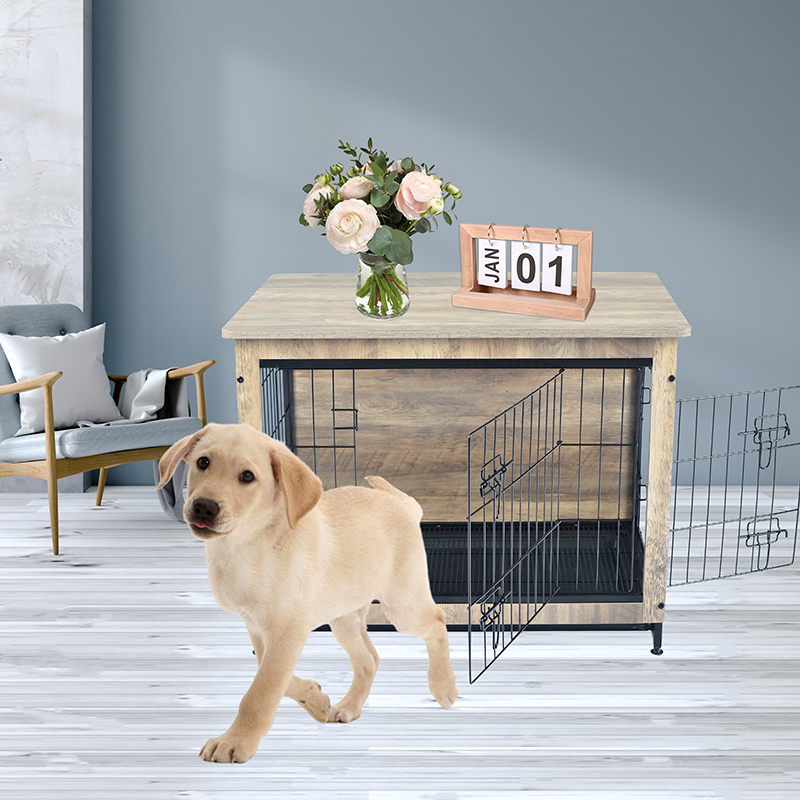 Ivoor indoor grote houten meubels stijl metalen honden krat Ivoor indoor grote houten meubels stijl metalen honden krat