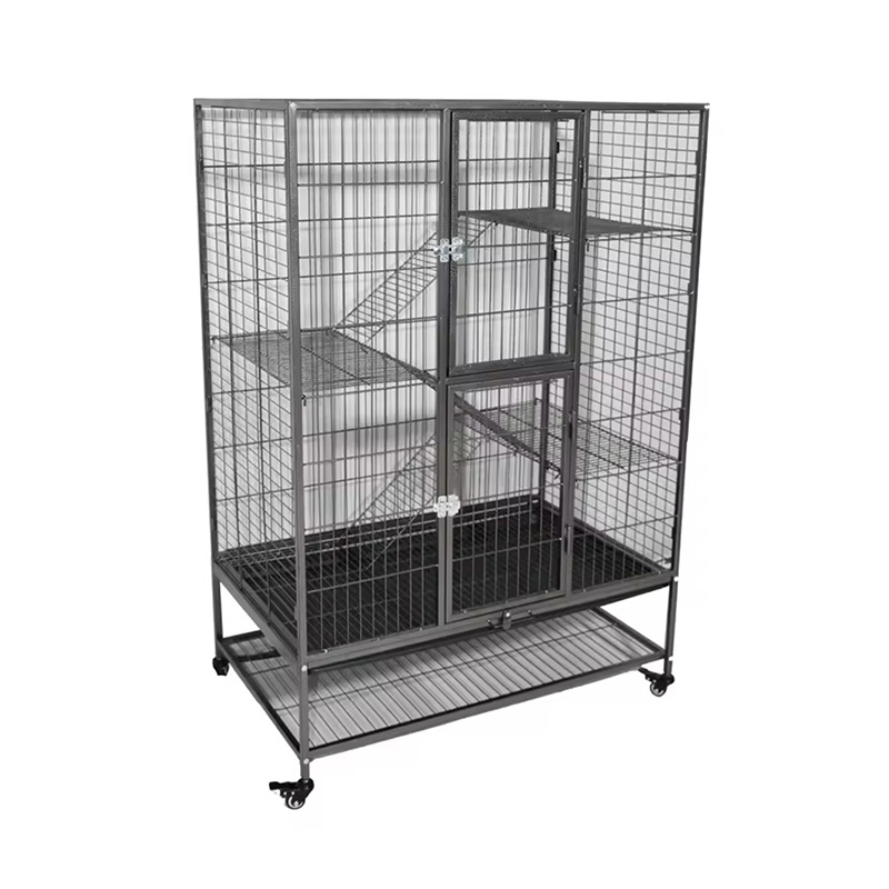 Grote zware 2/3/4-laags metalen binnenbuis kattenkooi met wielen Grote zware 2/3/4-laags metalen binnenbuis kattenkooi met wielen