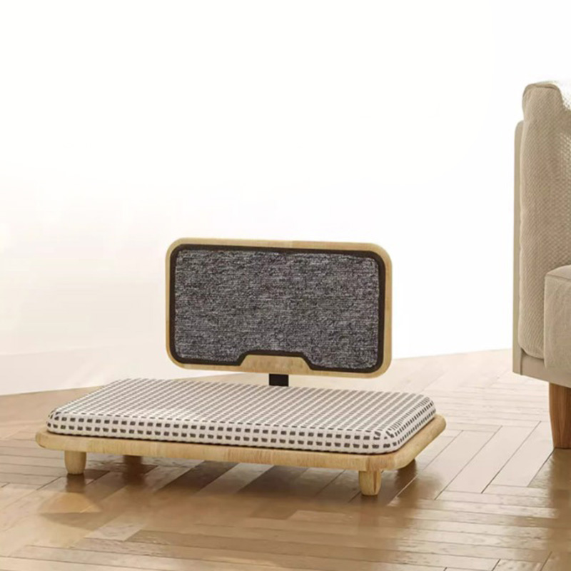 Vast hout gezellig kattenbed nest met krabbord Vast hout gezellig kattenbed nest met krabbord