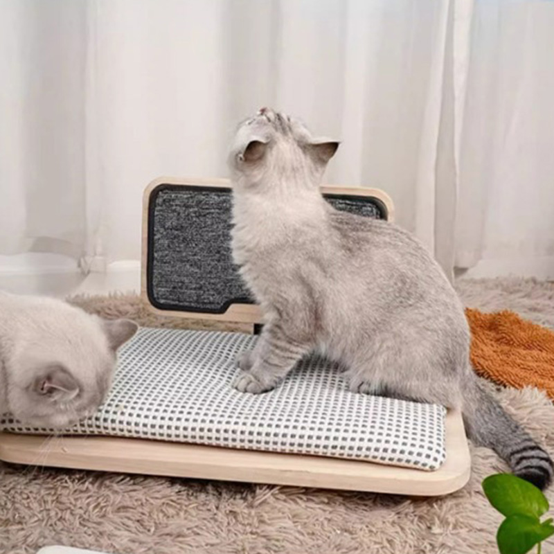 Vast hout gezellig kattenbed nest met krabbord Vast hout gezellig kattenbed nest met krabbord