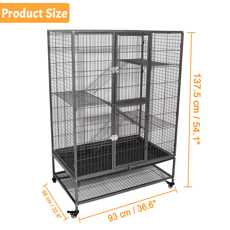 Grote zware 2/3/4-laags metalen binnenbuis kattenkooi met wielen Grote zware 2/3/4-laags metalen binnenbuis kattenkooi met wielen