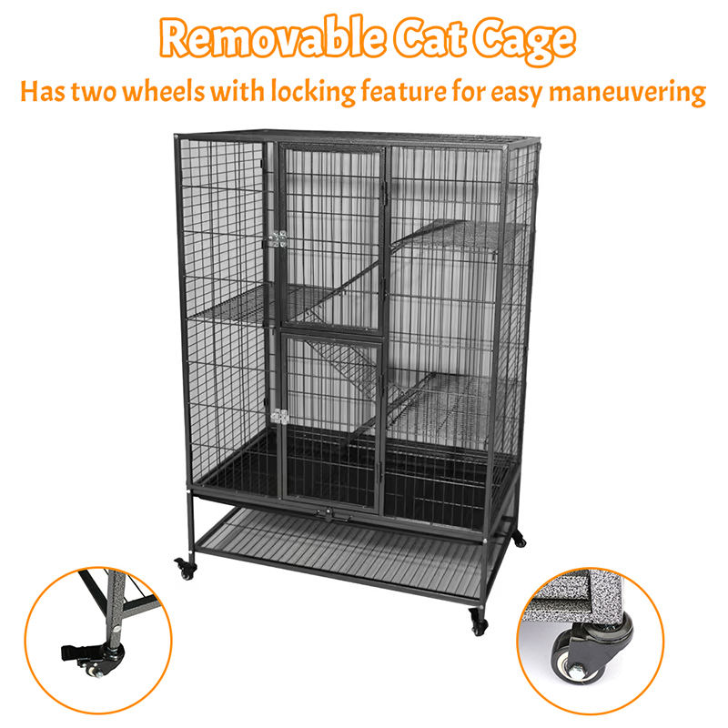 Grote zware 2/3/4-laags metalen binnenbuis kattenkooi met wielen Grote zware 2/3/4-laags metalen binnenbuis kattenkooi met wielen