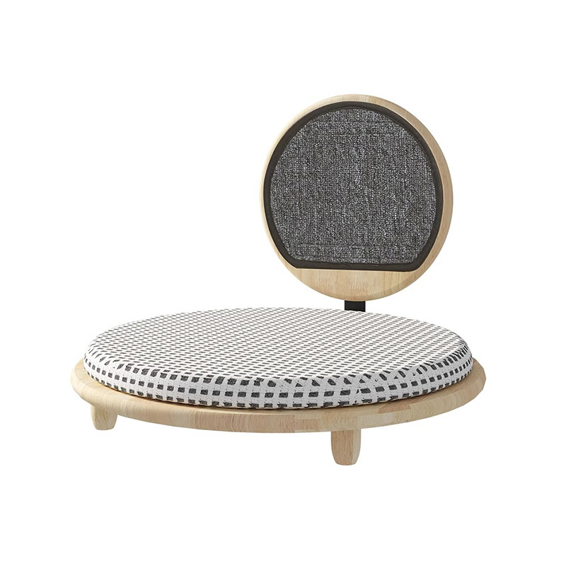 Vast hout gezellig kattenbed nest met krabbord Vast hout gezellig kattenbed nest met krabbord