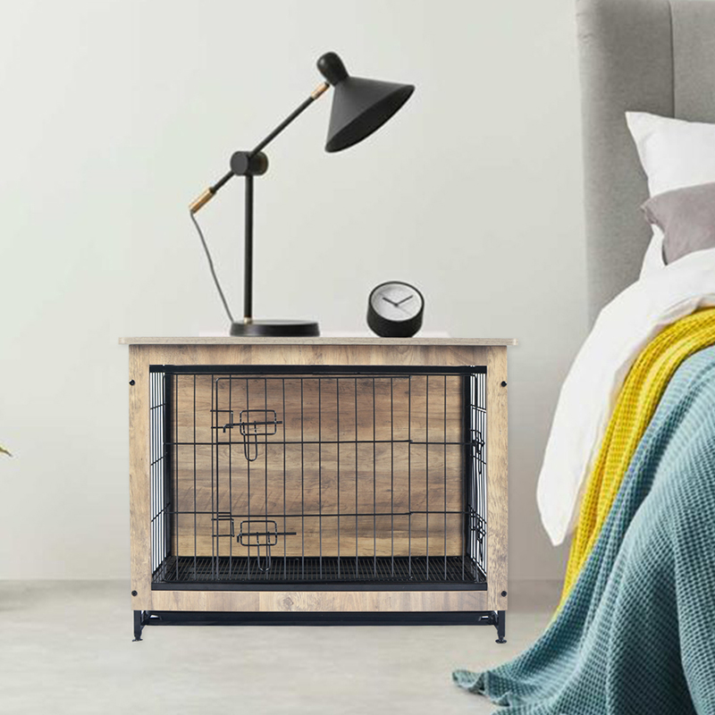 Ivoor indoor grote houten meubels stijl metalen honden krat Ivoor indoor grote houten meubels stijl metalen honden krat