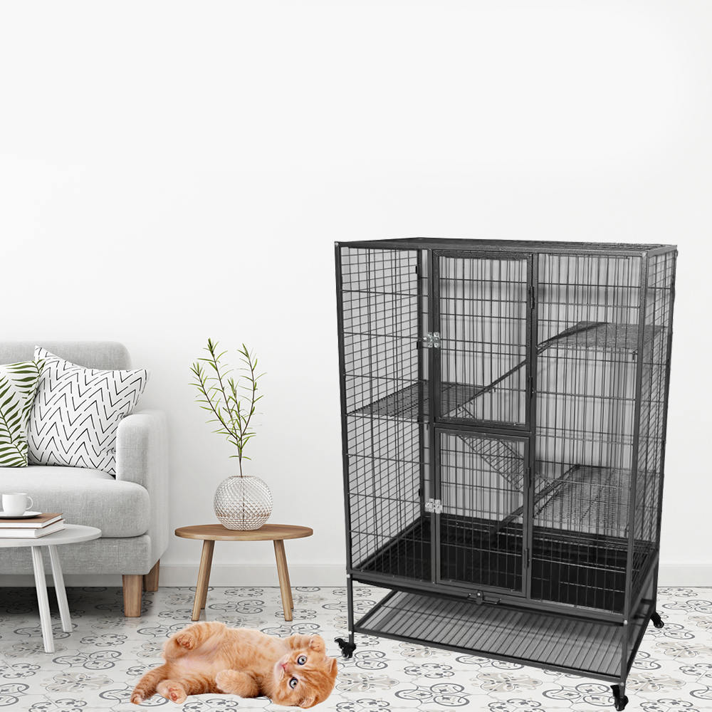 Grote zware 2/3/4-laags metalen binnenbuis kattenkooi met wielen Grote zware 2/3/4-laags metalen binnenbuis kattenkooi met wielen