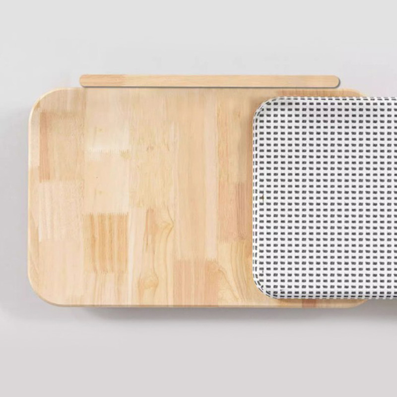 Vast hout gezellig kattenbed nest met krabbord Vast hout gezellig kattenbed nest met krabbord