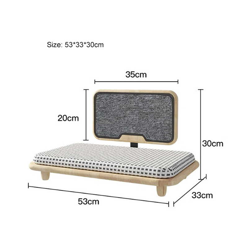 Vast hout gezellig kattenbed nest met krabbord Vast hout gezellig kattenbed nest met krabbord