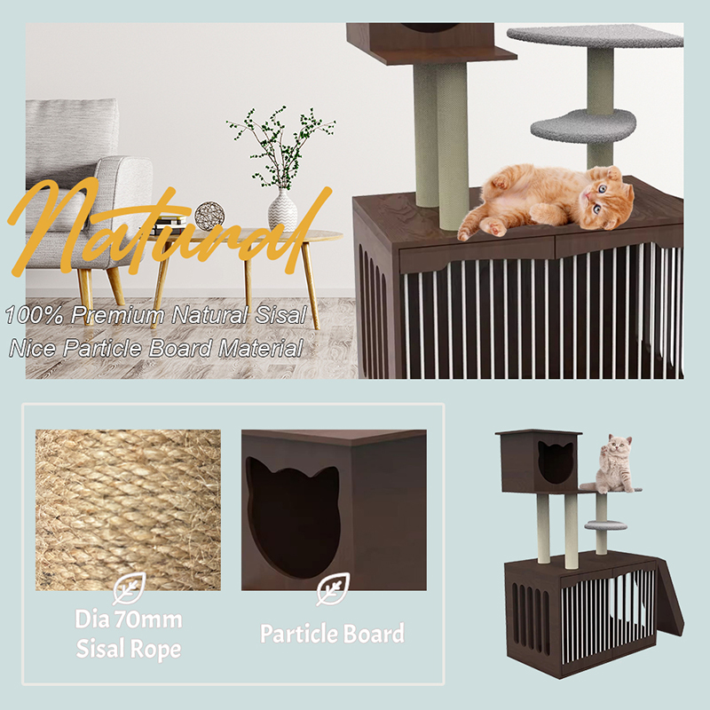 Houtkat toren condo klimframe binnen kattenboom Houtkat toren condo klimframe binnen kattenboom