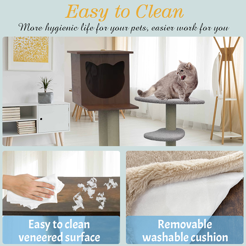 Houtkat toren condo klimframe binnen kattenboom Houtkat toren condo klimframe binnen kattenboom