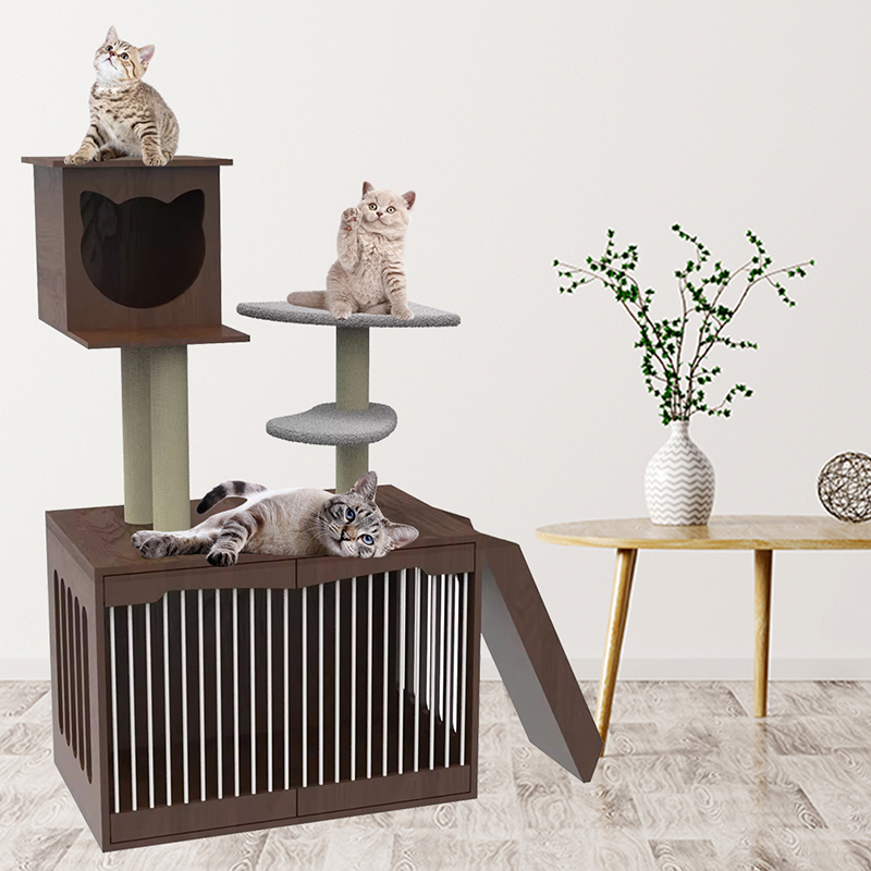 Houtkat toren condo klimframe binnen kattenboom Houtkat toren condo klimframe binnen kattenboom