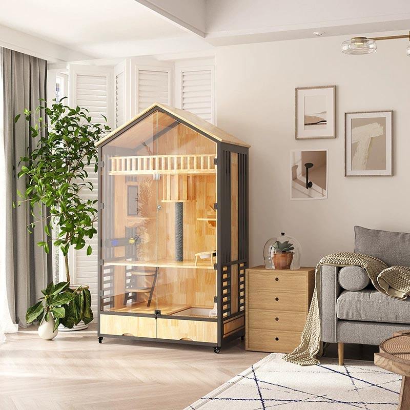 Multi-laags houten villa kooi indoor kattenboomtoren Multi-laags houten villa kooi indoor kattenboomtoren