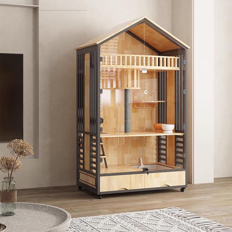 Multi-laags houten villa kooi indoor kattenboomtoren Multi-laags houten villa kooi indoor kattenboomtoren