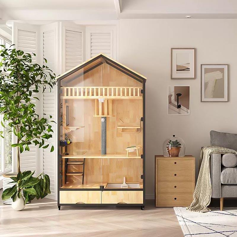 Multi-laags houten villa kooi indoor kattenboomtoren Multi-laags houten villa kooi indoor kattenboomtoren