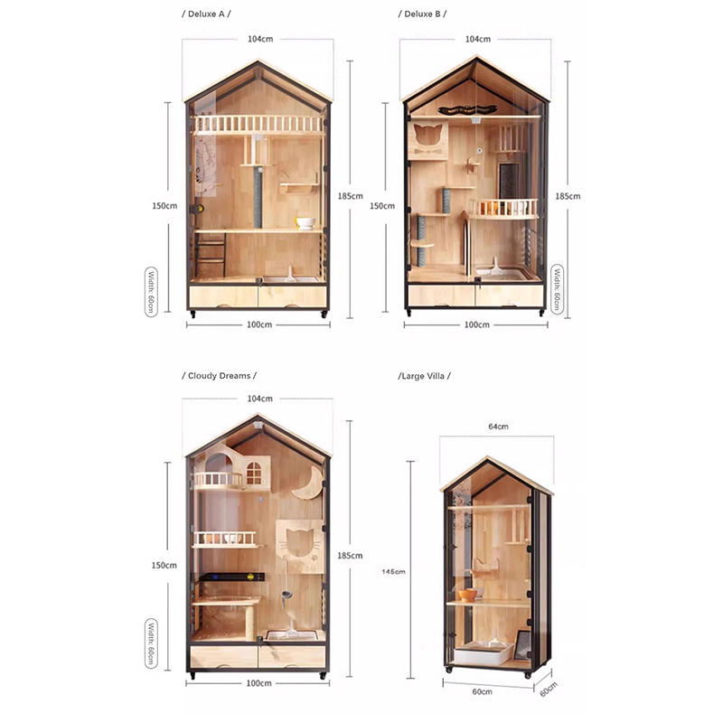 Multi-laags houten villa kooi indoor kattenboomtoren Multi-laags houten villa kooi indoor kattenboomtoren