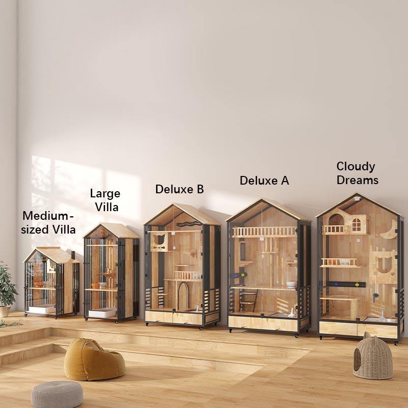 Multi-laags houten villa kooi indoor kattenboomtoren Multi-laags houten villa kooi indoor kattenboomtoren
