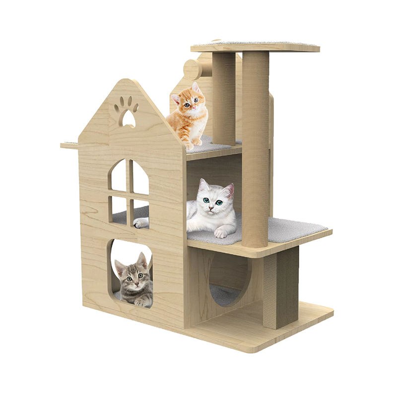 Indoor Wood Tower Cat House met klimmende sisal krassende palen Cat Tree Indoor Wood Tower Cat House met klimmende sisal krassende palen Cat Tree