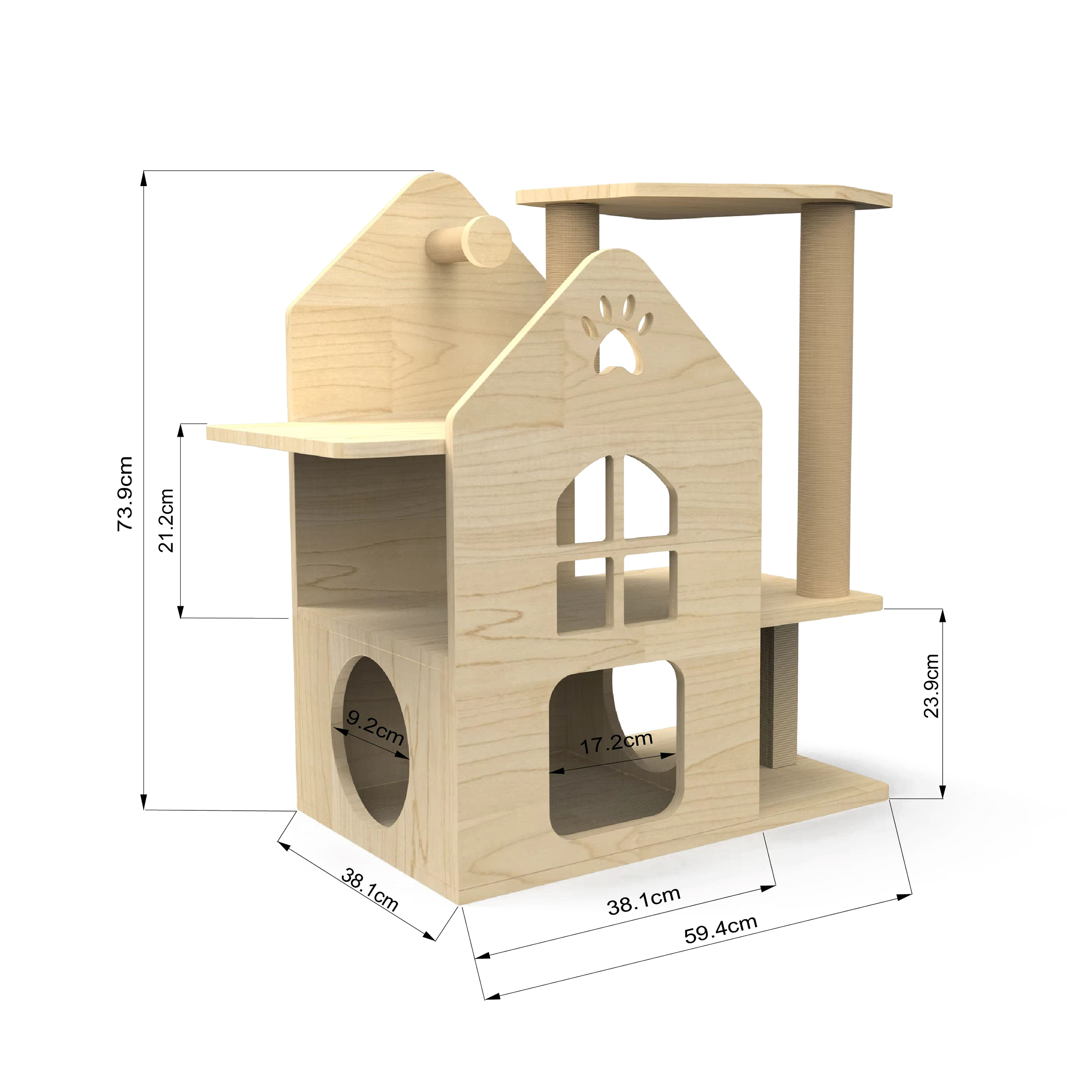 Indoor Wood Tower Cat House met klimmende sisal krassende palen Cat Tree Indoor Wood Tower Cat House met klimmende sisal krassende palen Cat Tree