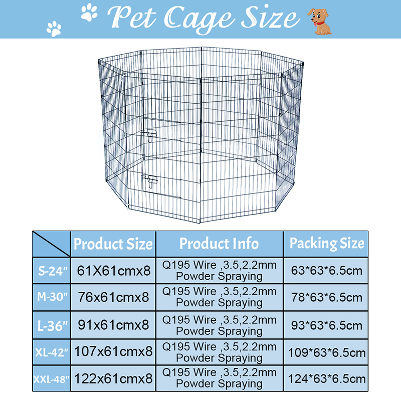 8 panelen opvouwbare draad metalen hond -playpen 8 panelen opvouwbare draad metalen hond -playpen