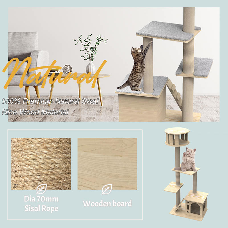 Binnenhouttoren met klimmende zuskrabpalen katboom Binnenhouttoren met klimmende zuskrabpalen katboom