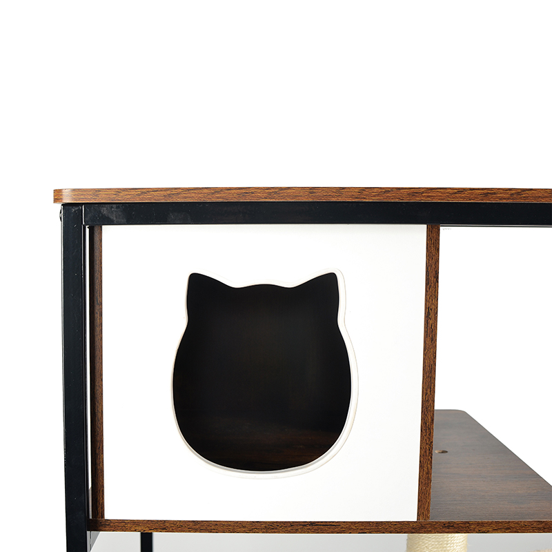 Modern Wood & Metal Cat Tree Indoor Tower Condo met hangmat Modern Wood & Metal Cat Tree Indoor Tower Condo met hangmat