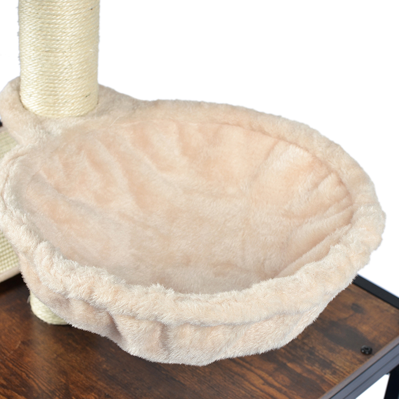 Modern Wood & Metal Cat Tree Indoor Tower Condo met hangmat Modern Wood & Metal Cat Tree Indoor Tower Condo met hangmat