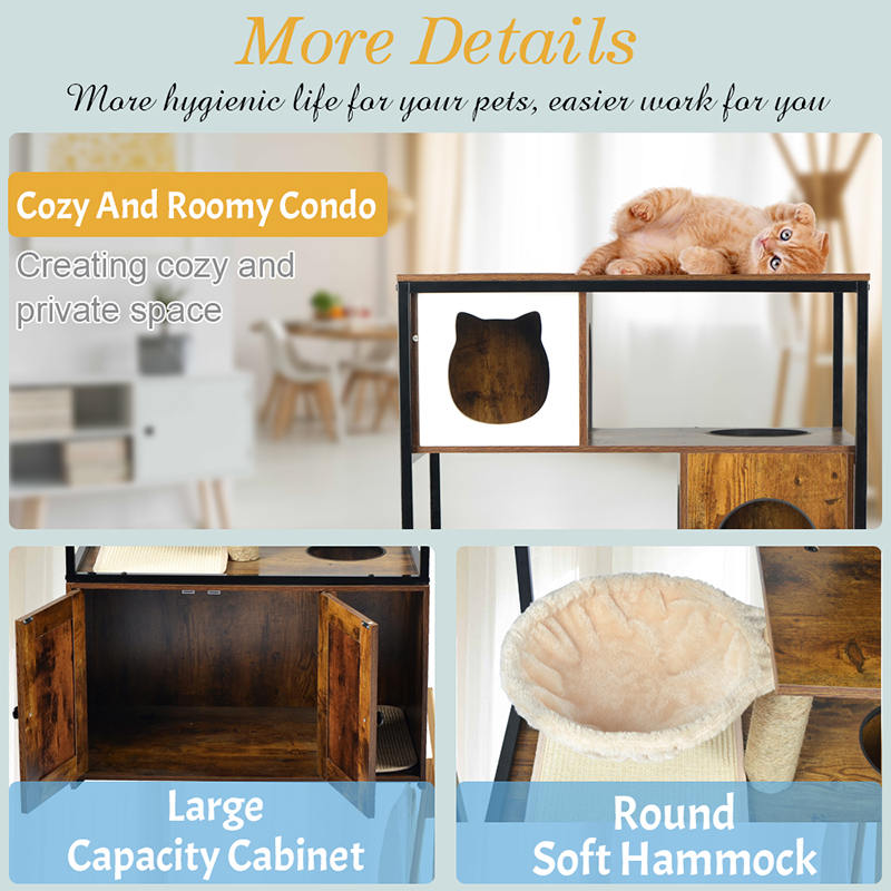 Indoor Cat Tower Condo Cat Tree met hangmat en nestkast Indoor Cat Tower Condo Cat Tree met hangmat en nestkast