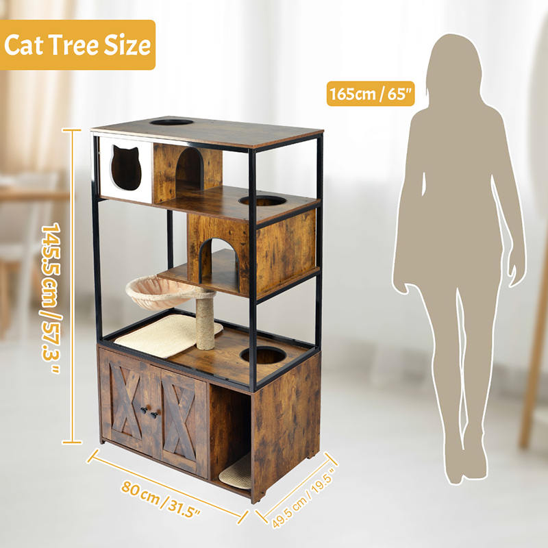 Indoor Cat Tower Condo Cat Tree met hangmat en nestkast Indoor Cat Tower Condo Cat Tree met hangmat en nestkast